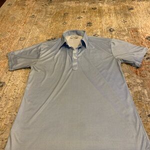 Collars and Co Dress Collar Polo Shirt Mens L Blue Pattern Stiff Neck Career